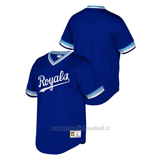 Maglia Baseball Uomo Kansas City Royals Cooperstown Collection Mesh Wordmark V-neck Blu
